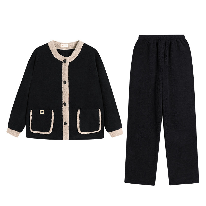 秋冬季珊瑚绒精致贵气家居服套装
