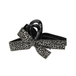 DODOGOGO水钻黑色蝴蝶结抓夹2025新款女韩系发抓大号高级发饰发夹