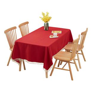 北欧布艺棉麻防水桌布简约小清新纯色长方形花餐桌书桌台布料面料