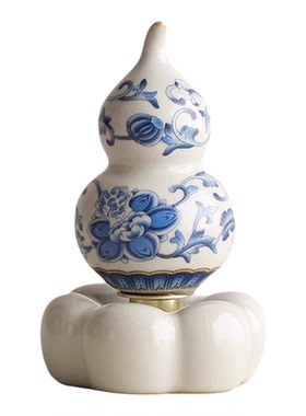 青花汝窑旋转葫芦可养茶宠摆件