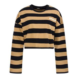 HAVVA松弛感短款条纹长袖T恤落肩袖女打底衫上衣2026春季T3-2959
