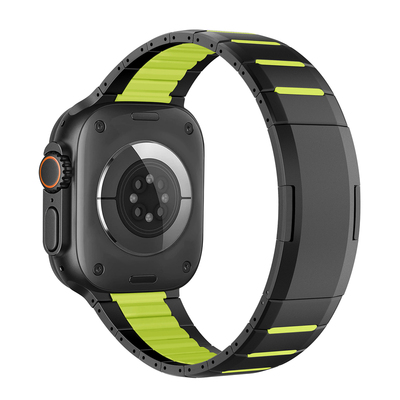 适用苹果手表ultra3se不锈钢金属表带iwatch11s10987双色硅胶快拆