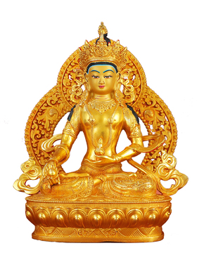 藏式地藏王带背光铜佛像