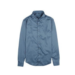 高级感男士冰丝免烫长袖衬衫韩版痞帅时尚墨绿色商务正装修身衬衣