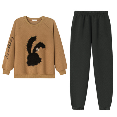 情侣纯棉夹层时尚可外穿睡衣冬季