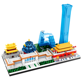 北京地标建筑玩具微颗粒积木儿童益智拼装天安门街景拼图男孩礼物