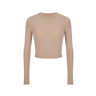 MosesQueen魔西女王健身运动瑜伽服长袖t恤内搭打底露脐短款上衣