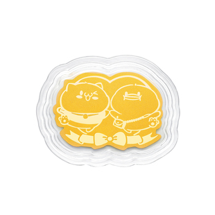 明牌珠宝＆饭粒猫与包子鸭联名黄金金币贴 足金招财鸭金钞AFQ0205