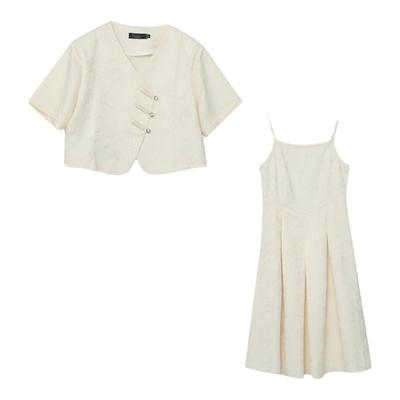 大码国风改良版旗袍套装两件套