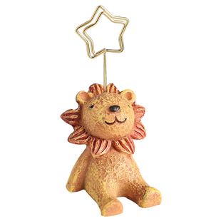 仰望星空小动物照片夹摆件书房办公室桌面便签夹可爱治愈系装饰品