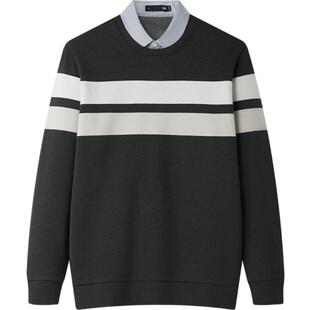 HLA/海澜之家轻商务远红外条纹针织衫25秋冬新假两件加绒厚毛衣男