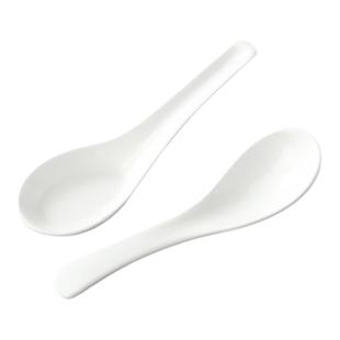 骨瓷勺家用酒店餐厅专用饭店陶瓷小勺子调羹喝汤勺纯白汤勺无孔勺