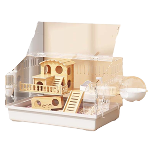 仓鼠笼子豪华别墅全景透明便宜大的金丝熊笼子木质亚克力超大空间