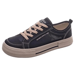 人本网面帆布鞋女2026新款春夏大码女鞋41一43厚底板鞋42镂空网鞋