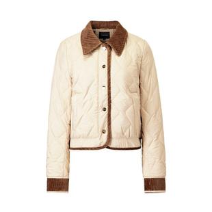 颜域撞色菱格翻领羽绒服女2025新款冬季时尚气质通勤百搭短款外套