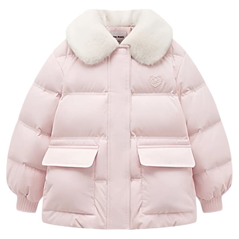 【轻暖系列】MINIPEACE太平鸟童装女童羽绒服毛领甜美冬装外套新