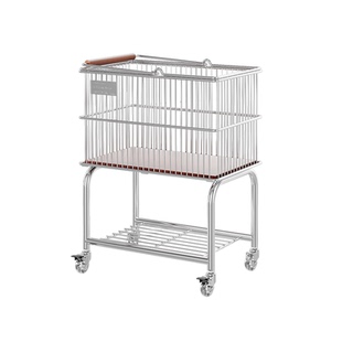 不锈钢中古脏衣篮双层衣服收纳筐卫生间移动架子脏衣篓推车置物架