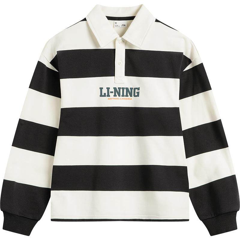 李宁童翻领男女同款套头无帽卫衣