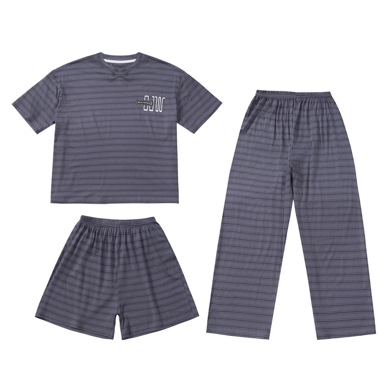 韩版夏季短袖家居服睡衣三件套潮