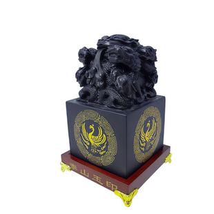 泰山墨玉九龙龙凤玉印摆件招财居家办公室装饰开业乔迁商务礼品