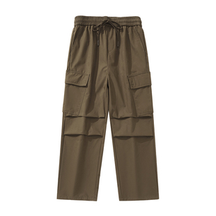 2058新款男装女装拼接双折位工装伞兵长裤男夏季青年休闲裤国潮