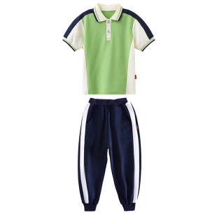 小学生校服夏季纯棉短袖长裤套装儿童班服夏天幼儿园演出运动服装
