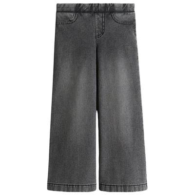 HM童装儿童女童牛仔裤2025秋季新款仿牛仔松紧腰直筒长裤1226321