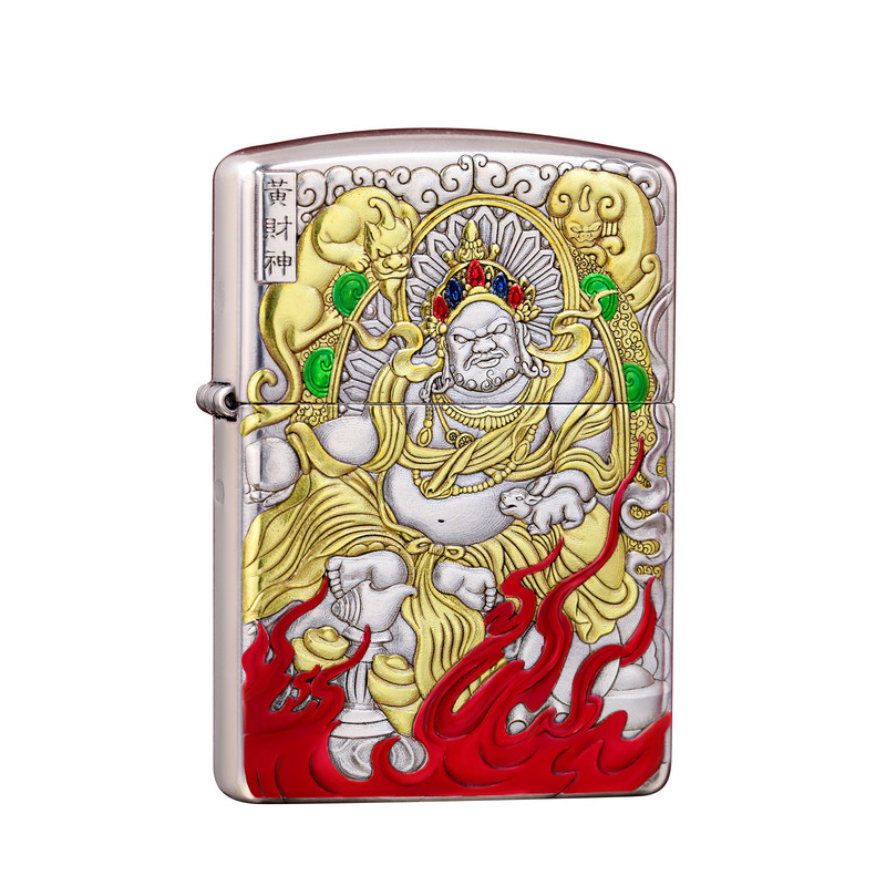 Zippo镀银珐琅彩黄财神盔甲礼物