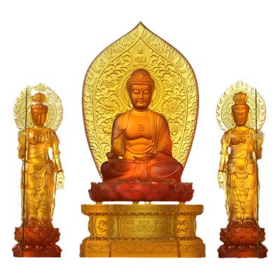 琉璃中式摆件东方三圣