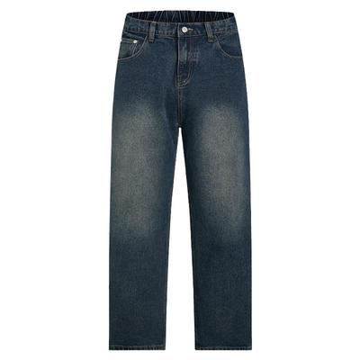 404MOB潮流刺绣水洗做旧牛仔裤