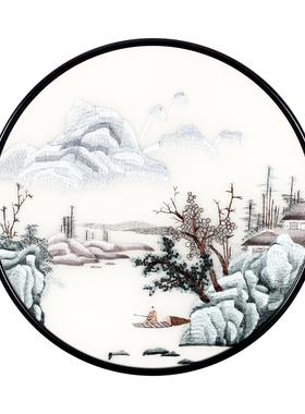 君自在玄关新中式手工刺绣装饰画
