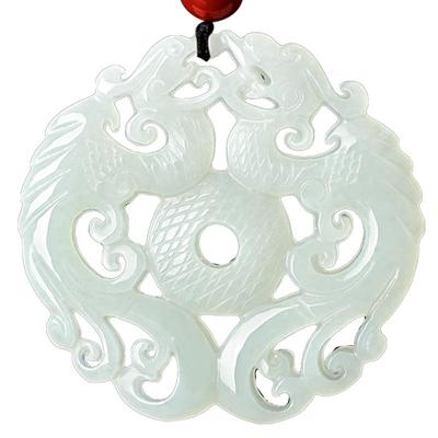 新疆和田玉龙凤呈祥吊坠