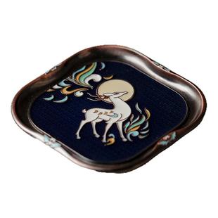 里作新中式创意手工杯垫中国风高级感景泰蓝小鹿茶杯杯托茶道配件