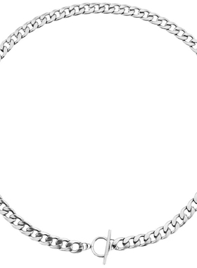 欧美冷淡风钛钢粗链OT扣男士项链