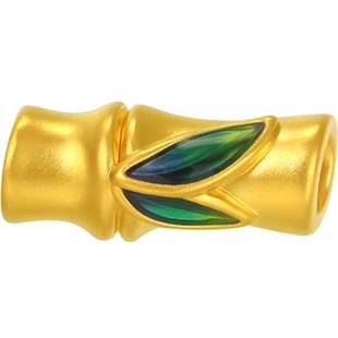 潮宏基好事发生学禄黄金串珠足金转运珠吊坠硬金珐琅竹节国宝熊猫