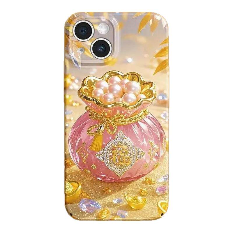 招财纳福适用苹果17手机壳iPhone15/14PRO镜子支架PLUS国风7/8超火13/12mini/11高级xs/xr菲林max硬壳se2/3