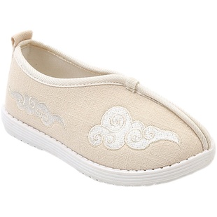 儿童汉服鞋男童布鞋春秋新款潮防臭软底手工一脚蹬中国风绣花鞋