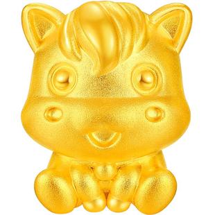 梦金园独角兽马黄金手绳女5D足金生肖马转运珠编绳手串本命年礼物