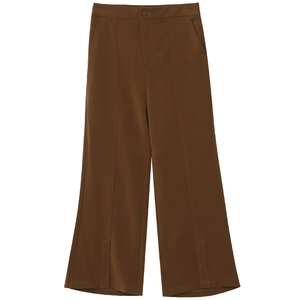 胖仙女莹莹大码女装胖mm秋季时髦开叉喇叭裤子高腰显瘦百搭休闲裤