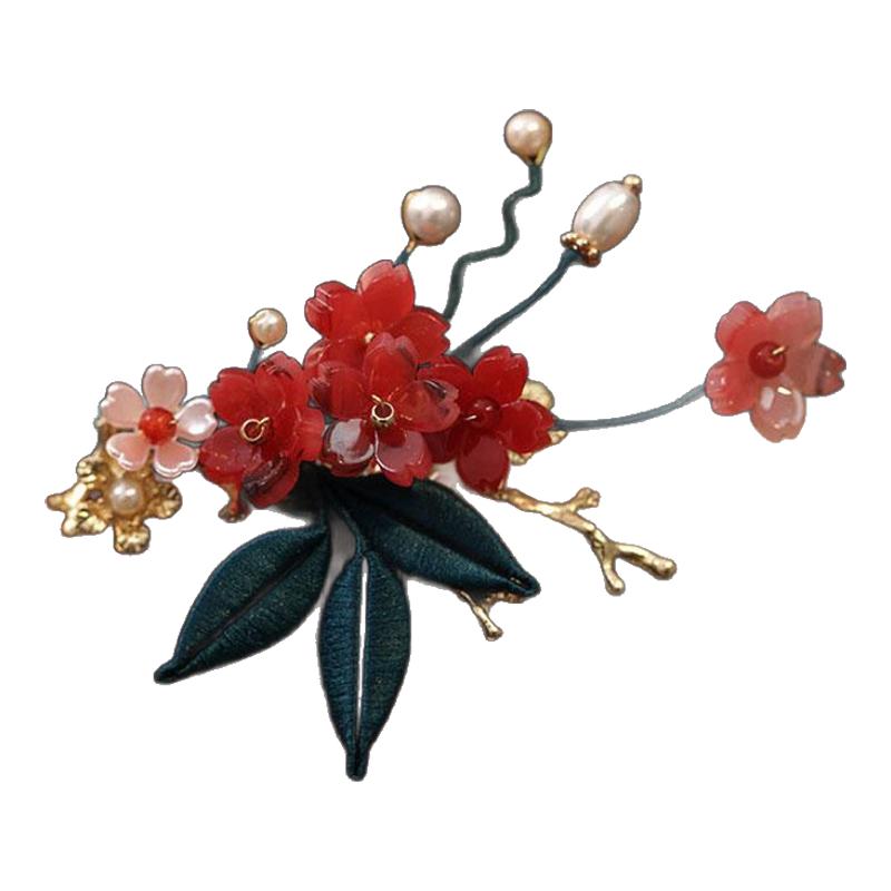 中国风胸针红色缠花胸花手工羊绒大衣别针固定衣服毛衣旗袍配饰女