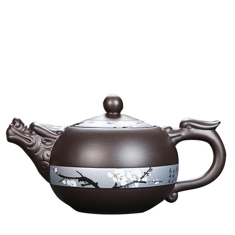 紫砂仿手绘茶具茶壶家用龙头大容量泡茶壶匀杯茶海复古中式茶杯