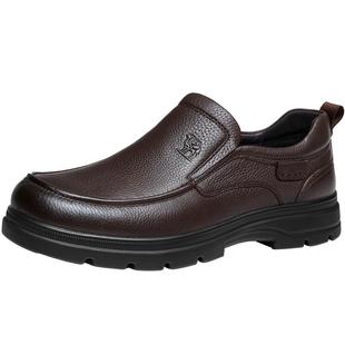 骆驼男鞋2025冬季真皮商务休闲男士皮鞋加绒保暖棉鞋中年爸爸鞋子