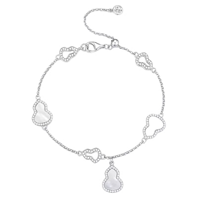 S925纯银福禄天然白贝母葫芦手链轻奢小众精致设计高级感手饰女款