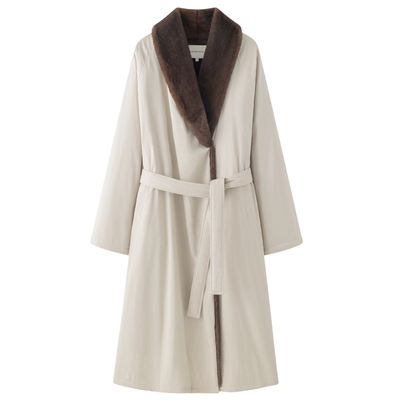 VIKTORIACHAN25/26秋冬成衣系列新品 拼接皮草翻领长款大衣外套