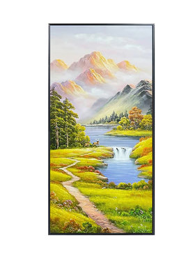 纯手绘油画日照金山玄关挂画
