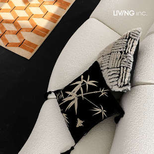 样板间靠垫 东方美学竹子兰花刺绣沙发抱枕新中式 LIVING inc.竹赋