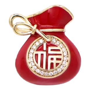 红色福袋胸针女款新年喜庆高端精致时尚奢华固定衣服神器别针配饰