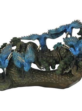 百鸟贺寿铜摆件玄关装饰品礼品