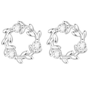 925纯银花环耳钉钻石冷淡风耳环女2025新款小巧花朵夏季气质耳饰