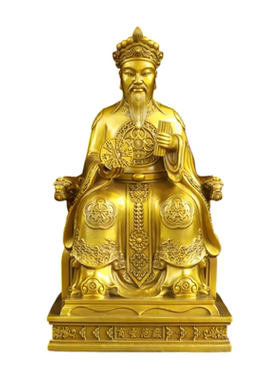 纯黄铜商圣范蠡文财神坐像摆件